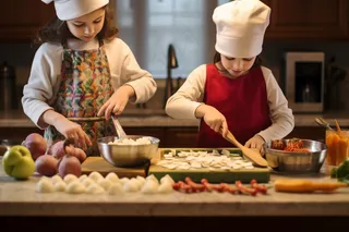 儿童烹饪食物学习厨房摄影图