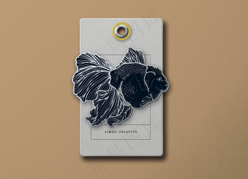 简约背景鎏金金属挂件样机1