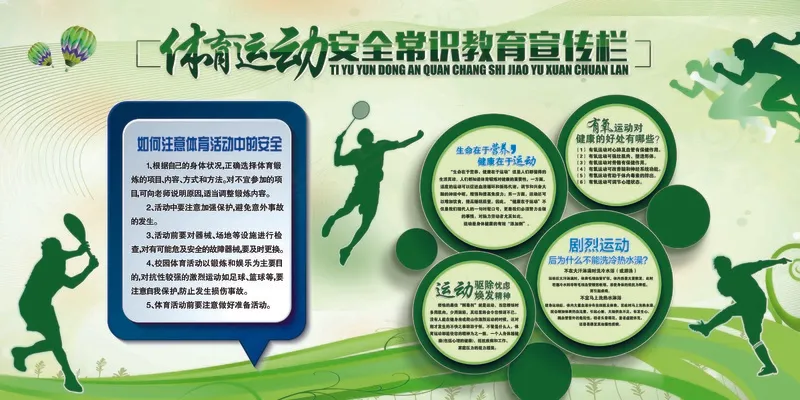 绿色体育运动安全常识宣传栏psd模版下载