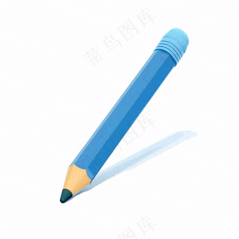 铅笔蓝色学习工具卡通插画免抠