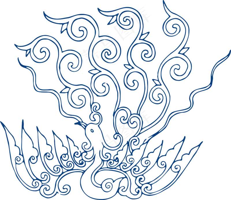 古代青花瓷图案花纹中国风图案祥云纹理传统图腾PNG免扣素材