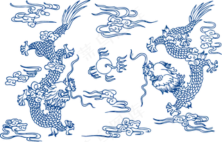 古代青花瓷图案花纹中国风图案祥云纹理传统图腾PNG免扣素材