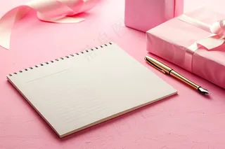 粉色礼物便签贺卡浪漫爱心妇女节摄影图