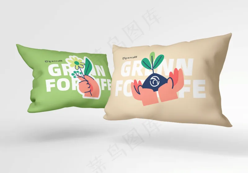 单色背景文创抱枕7样机psd模版下载