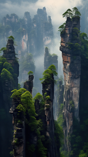 云雾缭绕山峰