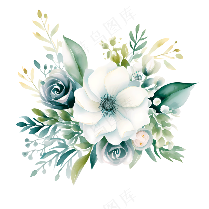 免抠手绘花束素材