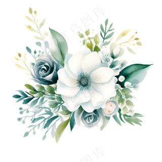 免抠手绘花束素材