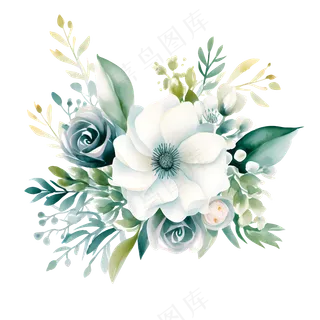 免抠手绘花束素材