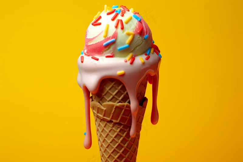 夏日冰淇淋清凉蛋筒甜点摄影图(4032x2688)