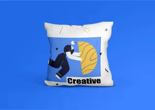 单色背景文创抱枕9样机