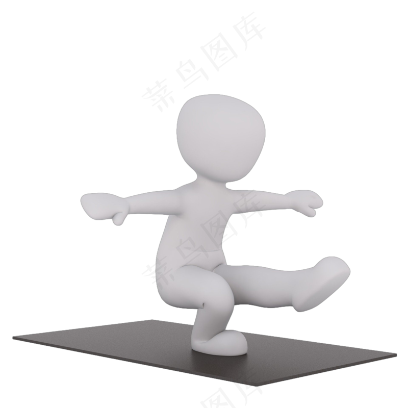 3D瑜伽白色小人ppt用