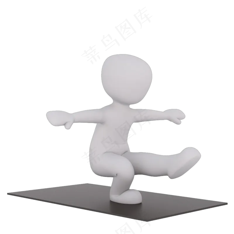 3D瑜伽白色小人ppt用