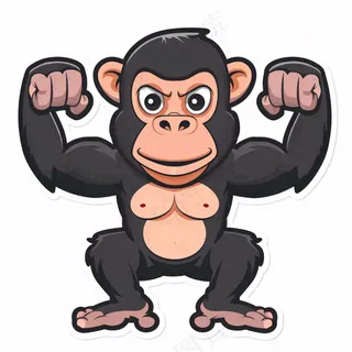 大猩猩猴子动物卡通插画免抠