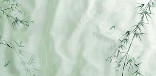青色雨天竹叶竹子天青色烟雨雨水谷雨清明端午插画背景