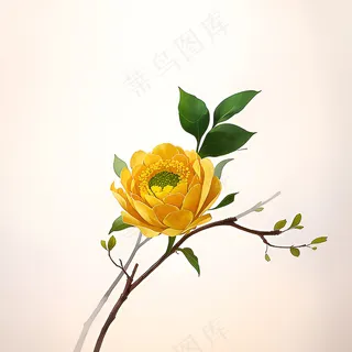 白色黄色手绘新中式风格花植物88 白色黄色手绘新中式风格花植物88
