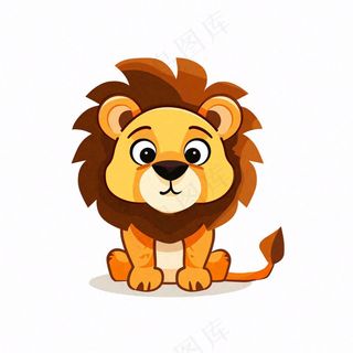 狮子雄狮动物卡通插画免抠