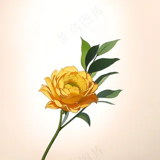 白色黄色手绘新中式风格花植物193 白色黄色手绘新中式风格花植物193