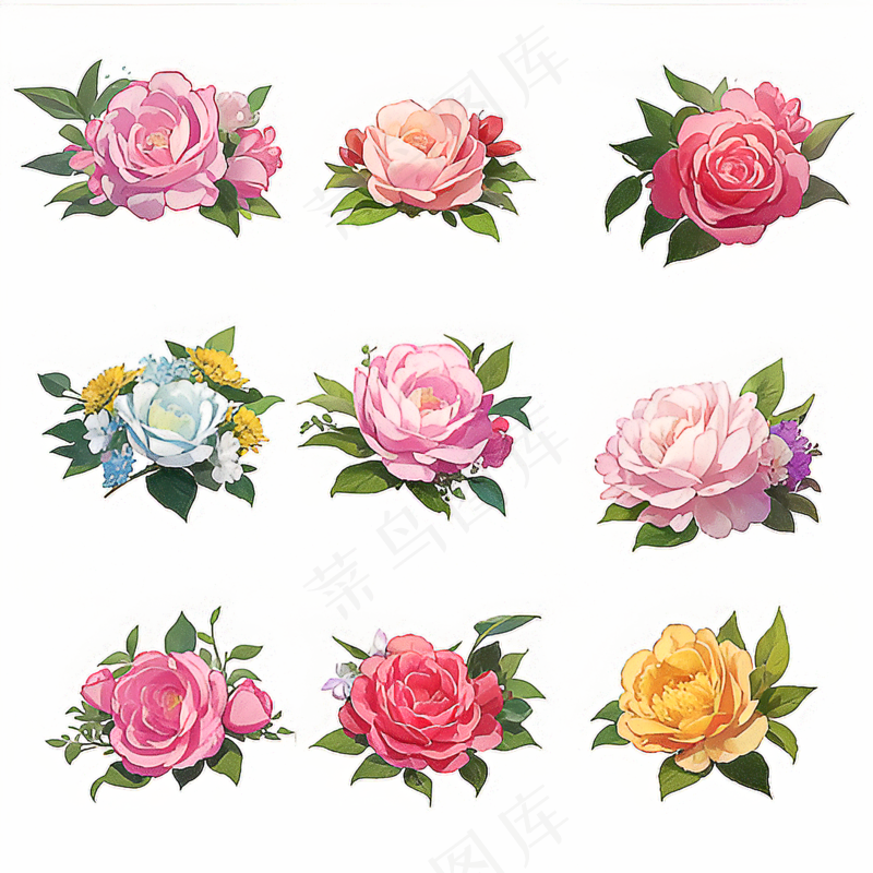红色黄色粉色玫瑰花免抠素材11