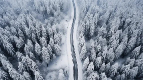 冬季森林大雪覆盖延绵的公路摄影图 冬季森林大雪覆盖延绵的公路摄影图