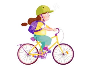 骑自行车的学生运动彩色卡通插画免抠