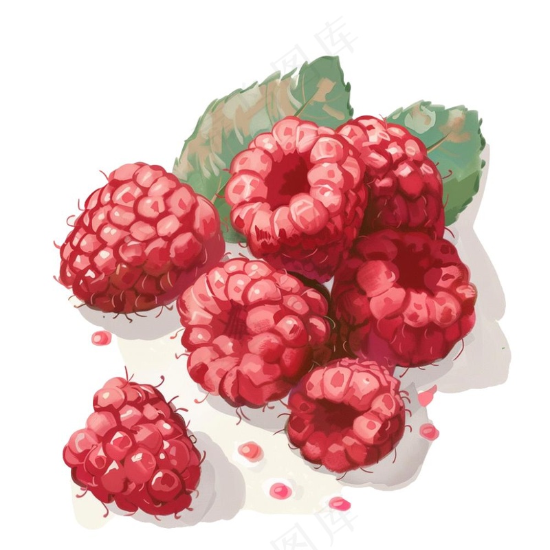 树莓水果莓果卡通插画免抠(1024x1024)