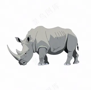 大犀牛动物卡通插画免抠