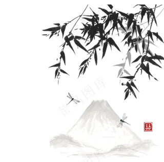 中国风水墨竹子图片古风竹叶竹林水彩手绘插画PNG免扣设计