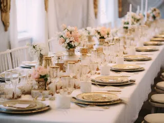 婚礼餐桌西餐奢华白金摄影图