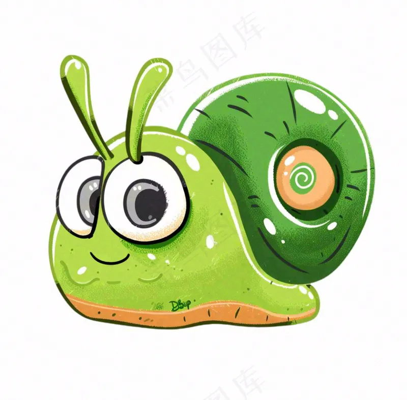 绿色蜗牛昆虫卡通插画免抠(1040x1024)