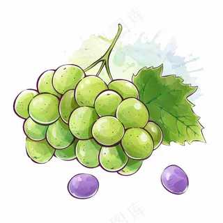 葡萄蜻蜓水果卡通插画免抠
