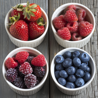 水果拼盘蓝莓树莓草莓摄影图