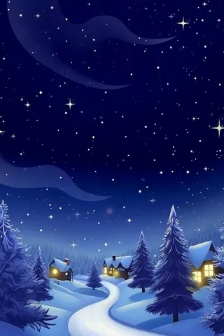 雪景夜晚圣诞平安夜背景