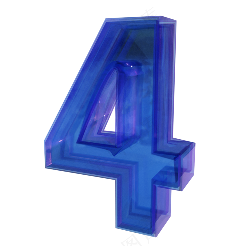 3d渐变玻璃数字4