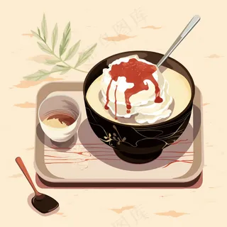 下午茶甜点饮料卡通插画背景