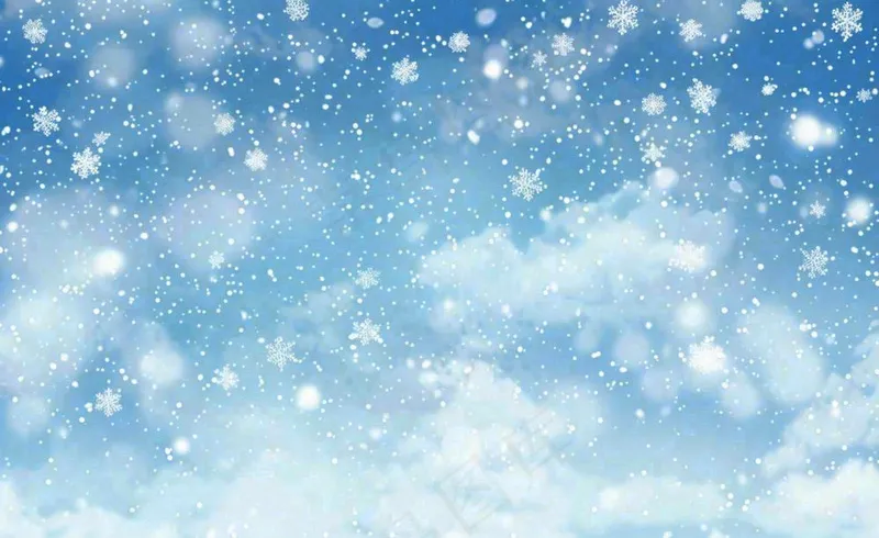 雪花飘落蓝色白雪背景立冬冬至大雪小雪卡通插画背景(1408x864)