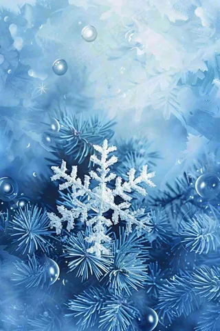 冬天松树雾凇雪花蓝白寒冷立冬冬至大雪小雪背景