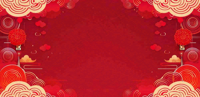 红色中国风灯笼剪纸元旦年夜饭春节新年喜庆红色背景