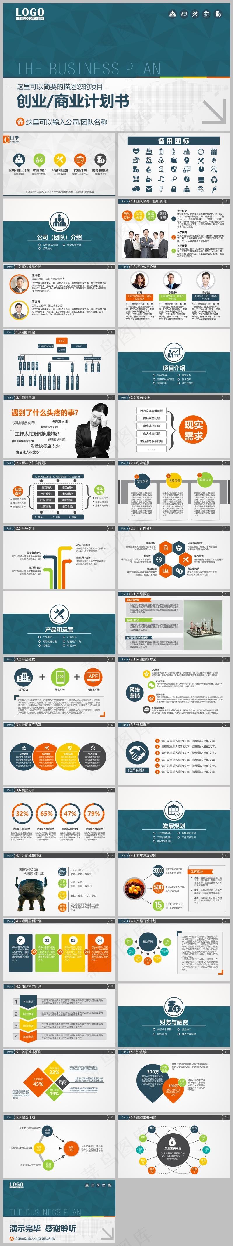 墨绿色商务风工作总结汇报PPT模板