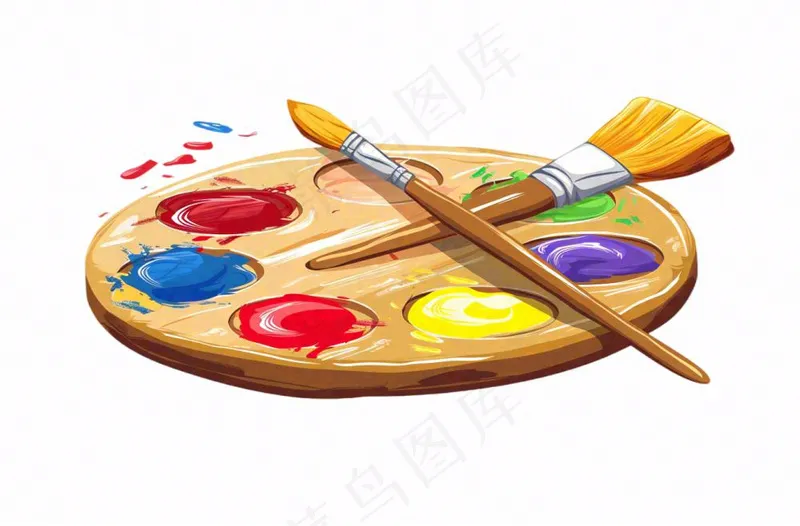 调色盘美术画画卡通插画免抠(1360x896)