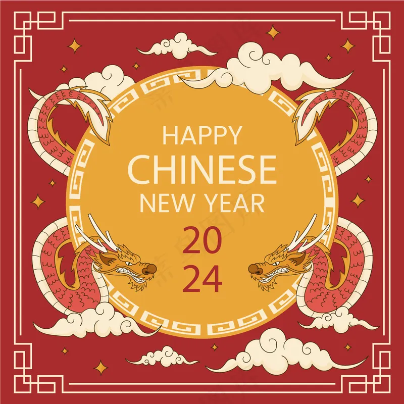 龙年新年春节元素插画 (7)