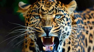 凶猛的猎豹呲牙 保护动物摄影图