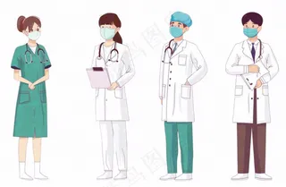 医生一群医务工作者卡通插画免抠