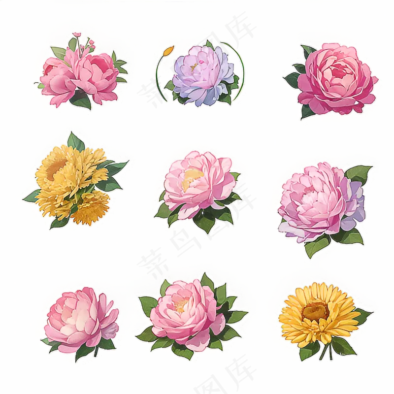 红色黄色粉色玫瑰花免抠素材92