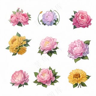 红色黄色粉色玫瑰花免抠素材92