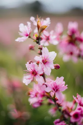 春日桃花粉色花朵摄影图