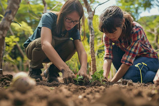 植树树苗保护环境摄影图