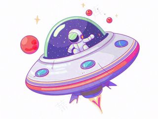 宇宙飞船航空卡通插画免抠
