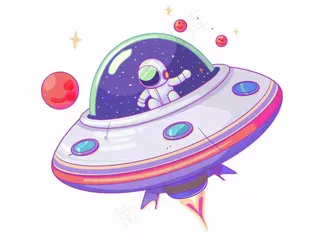 宇宙飞船航空卡通插画免抠