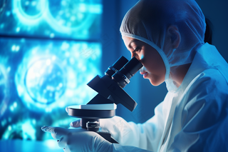 实验室医生显微镜观察医疗摄影图