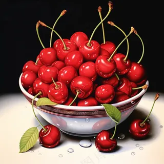 樱桃车厘子水果彩铅水彩插画插图背景 樱桃车厘子水果彩铅水彩插画插图背景